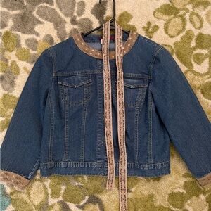 Tapemeasure Jean Jacket with Brown Sequin Details